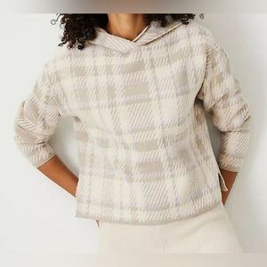 ANN TAYLOR crop plaid hoodie sweater. Sz S